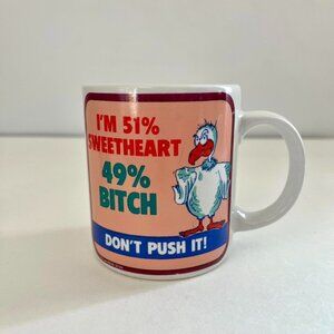 Vintage Coffee Mug - Angry Bird Illustration - 51 Sweetheart, 49 B*tch